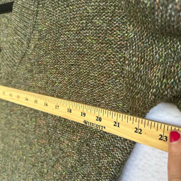 Old Navy Womens Knit V-Neck Pullover Sweater SZ M Green Gremlin Chunky Academia - Picture 5 of 7